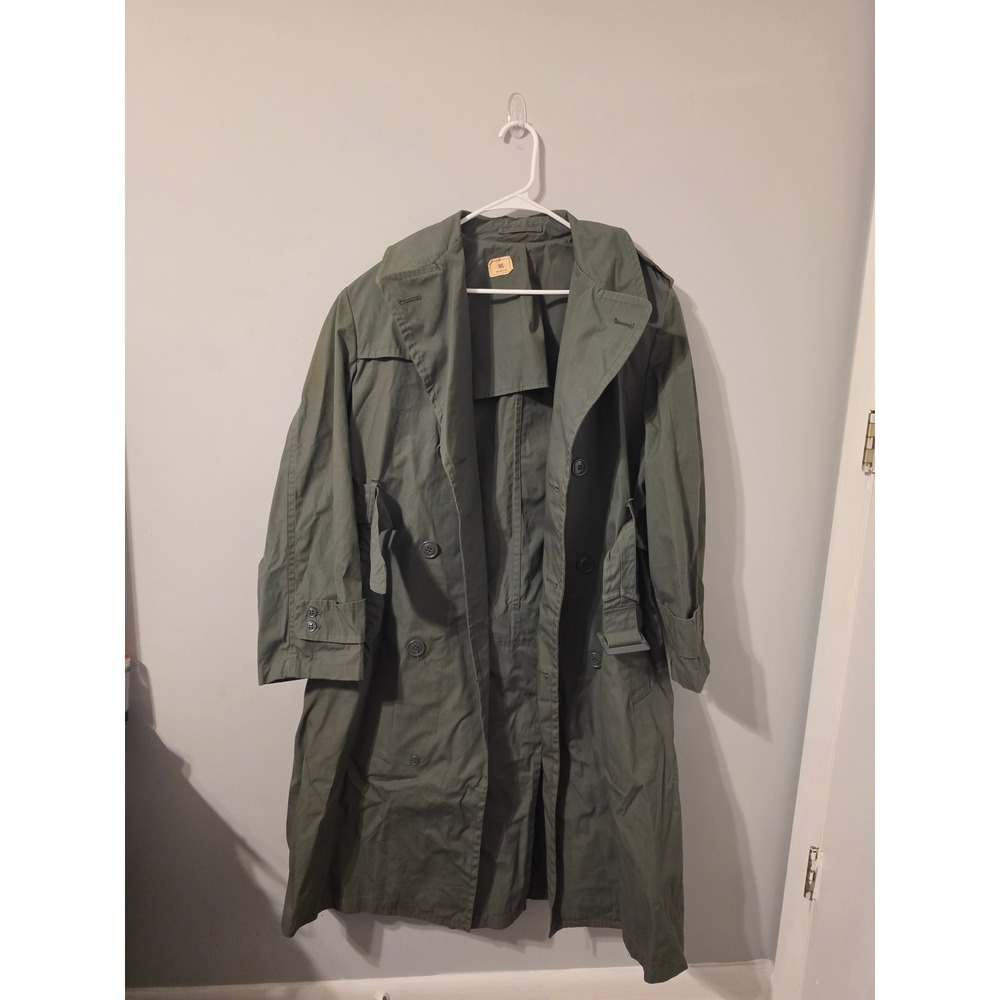 Vintage US Army Raincoat Trench Coat Green 274 Vietnam War 38S 1970 Mens